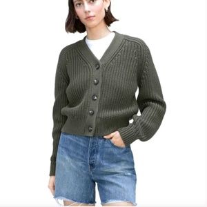 Everlane The Texture Cotton Cardigan in Olive